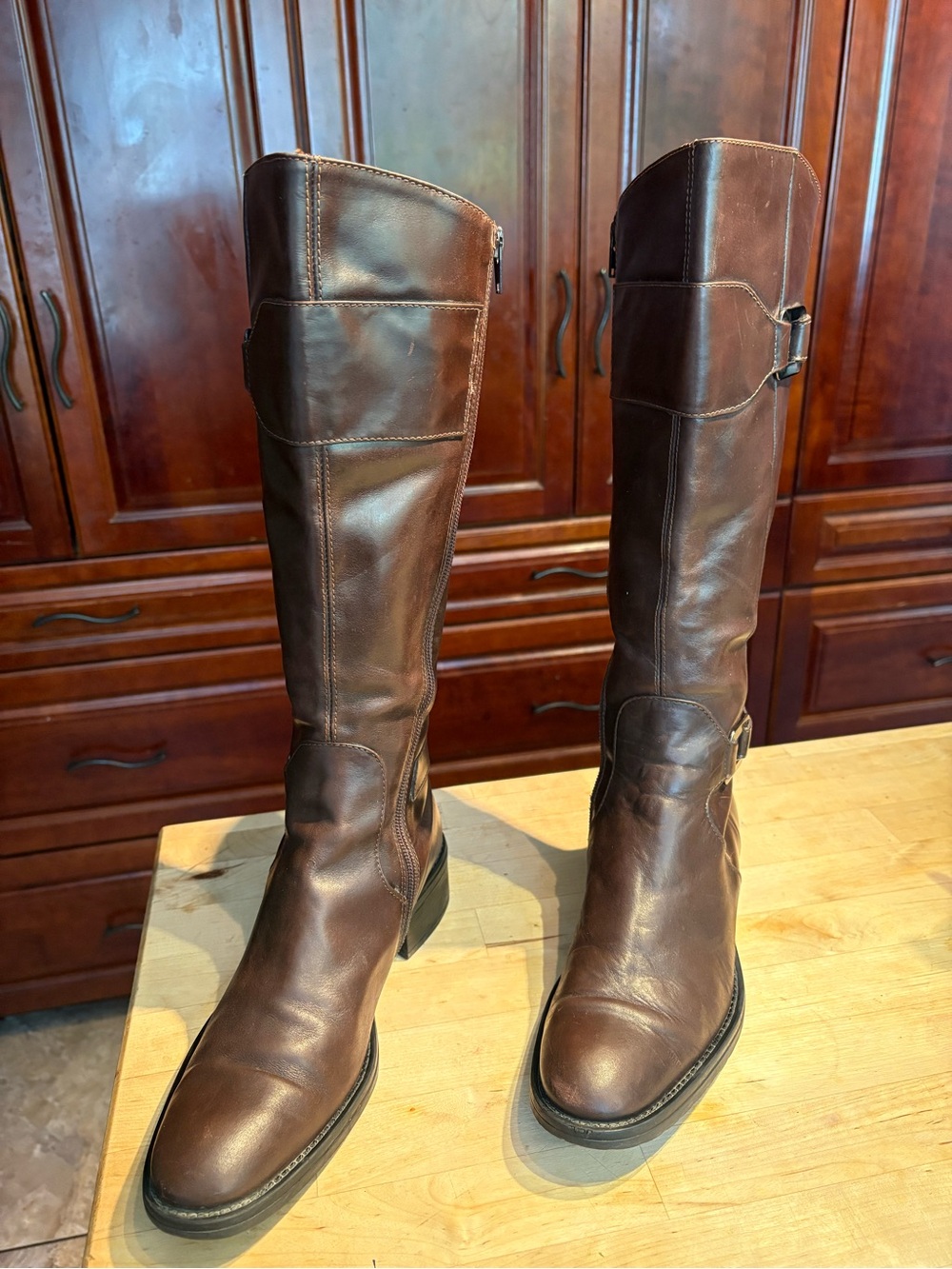 Women's Tall Brown Leather Riding Boots